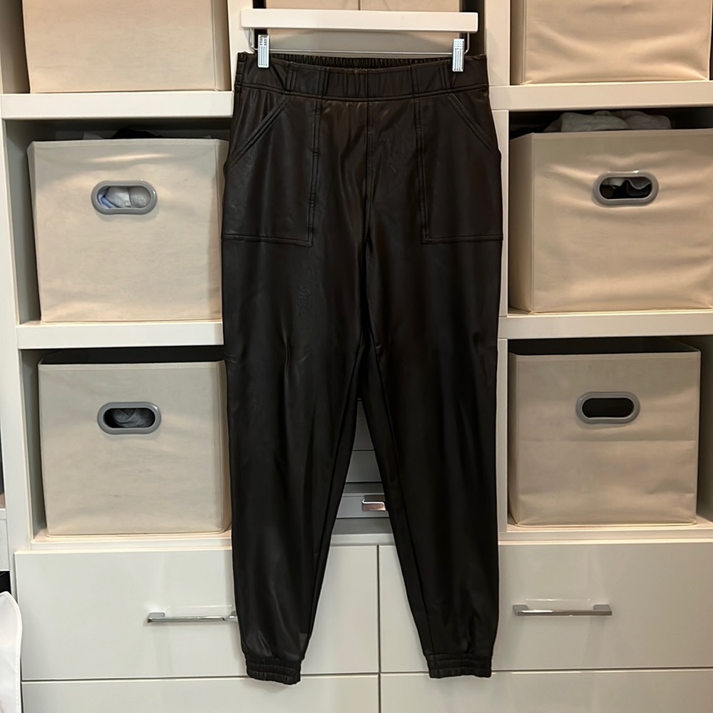 Faux Learher black joggers